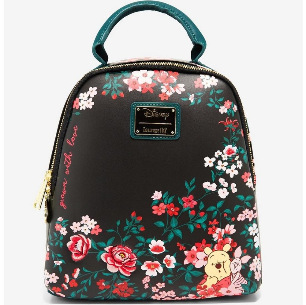 Loungefly Disney Winnie the Pooh Pooh & Piglet Floral Embroidered Mini Backpack